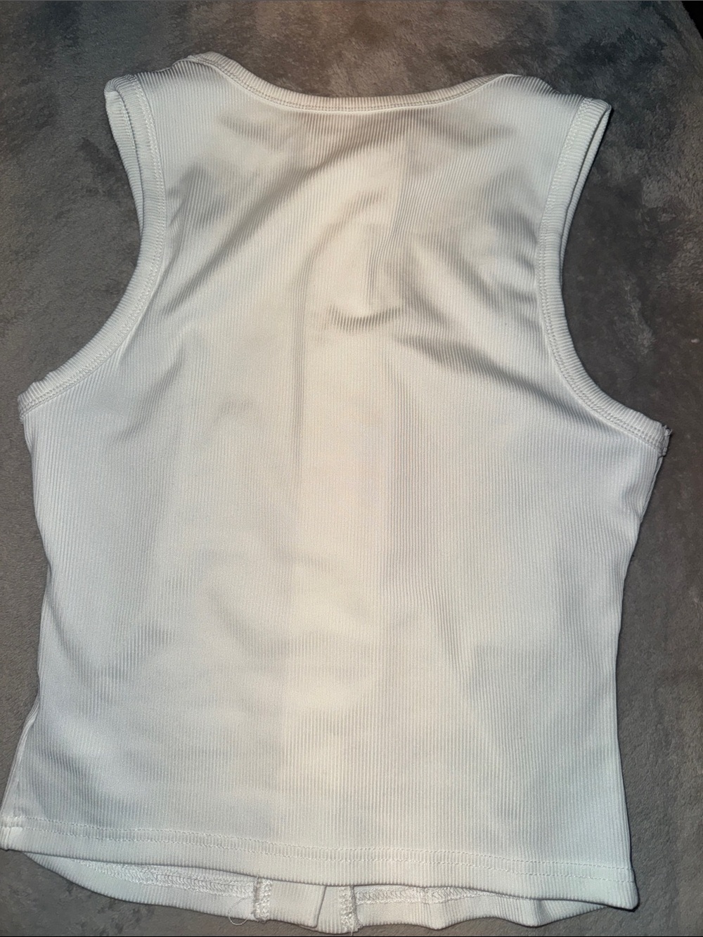 Women’s White Ribbed Button-Front Tank Top - Picture 3 of 4